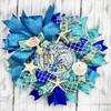 Artisan Coastal, Beach, Nautical Christmas Wreath, Sand Dollar, Starfish, Seashells & Nautical Rope Knots, Bow view 2