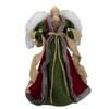 18" Green and Brown Angel in a Dress Christmas Tree Topper - Unlit view 1