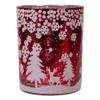 5" Red and Shiny Silver Deer in Winter Woods Flameless Candle Holder view 1