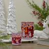 5" Red and Shiny Silver Deer in Winter Woods Flameless Candle Holder view 2
