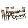 East West Furniture X726MZ716-6 6 Piece Dining Set Contains a Rectangle Dining Room Table with X-Legs and 4 Dark Khaki Linen Fabric Parson Chairs with a Bench, 36x60 Inch, Multi-Color view 1