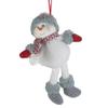 14" Gray and Red Plush Snowman Hanging Christmas Ornament view 1
