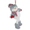 14" Gray and Red Plush Snowman Hanging Christmas Ornament view 3