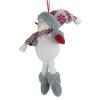 14" Gray and Red Plush Snowman Hanging Christmas Ornament view 4