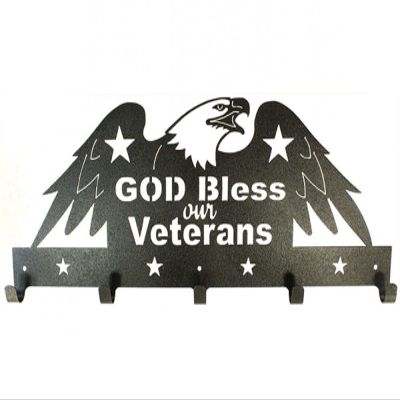 Ackfeld God Bless Our Veterans 22in Charcoal Fabric Holder