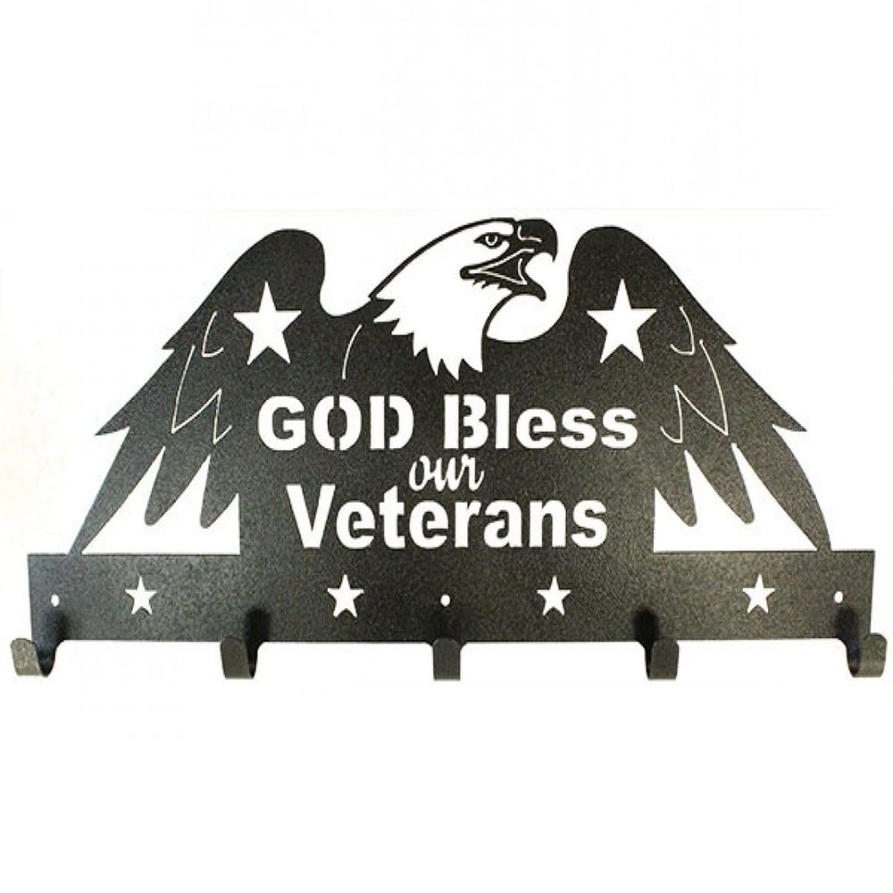 Ackfeld God Bless Our Veterans 22in Charcoal Fabric Holder