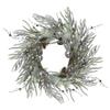 28" Artificial Pine Frosted Christmas Wreath with Silver Berries-Unlit view 1