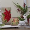 5-Inch Hand Painted Finches and Pine Flameless Glass Candle Holder view 2