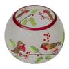 5-Inch Hand Painted Finches and Pine Flameless Glass Candle Holder view 4