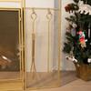 Barton 48" Fireplace Screen 3-Panel Folding Magnetic Doors with 4-Pieces Fire Place Tools Set Steel Fire Spark Guard, Gold view 3