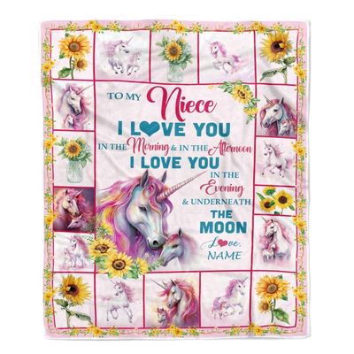 CenturyTee Personalized to My Niece Unicorn Blanket from Uncle Aunt Never Forget I Love You Niece Birthday Graduation Christmas Customized Bed Fleece Blanket (60 x 80 in Adult Size)
