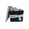 Global Furniture Outlet 11.5" x 12" x 8.5" White Blue Fabric Boxes with Cover Set of 3 view 4