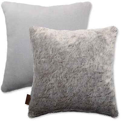 18 X 18 Throw Pillow Goose Down Feather, Square Couch Pillow Rare Grey Arctic Wolf - Fabulous Faux Fur Case & Shell, 1 PCS, 2-Tone Decorative Luxury Style - Sofa, Bedroom, Adjustable Fill Zipper