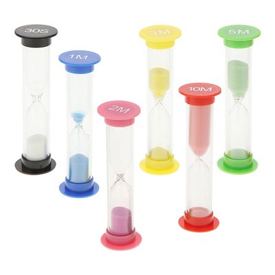 BAWAQAF 6pcs/Set 30s 1/2/3/5/10min Timer Hourglasses Desktop Sand Handmade Fine Workmanship Plastic Hourglasses,Fit for Students Ornaments