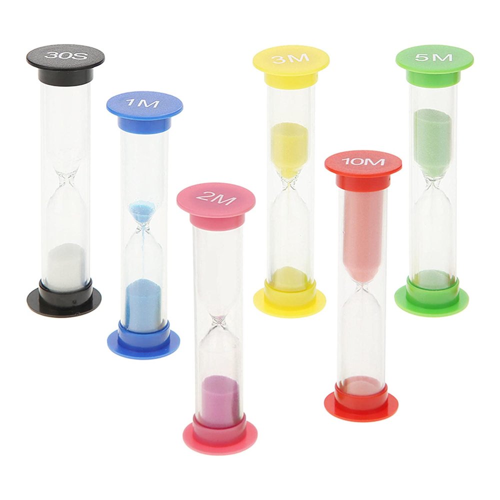 BAWAQAF 6pcs/Set 30s 1/2/3/5/10min Timer Hourglasses Desktop Sand Handmade Fine Workmanship Plastic Hourglasses,Fit for Students Ornaments