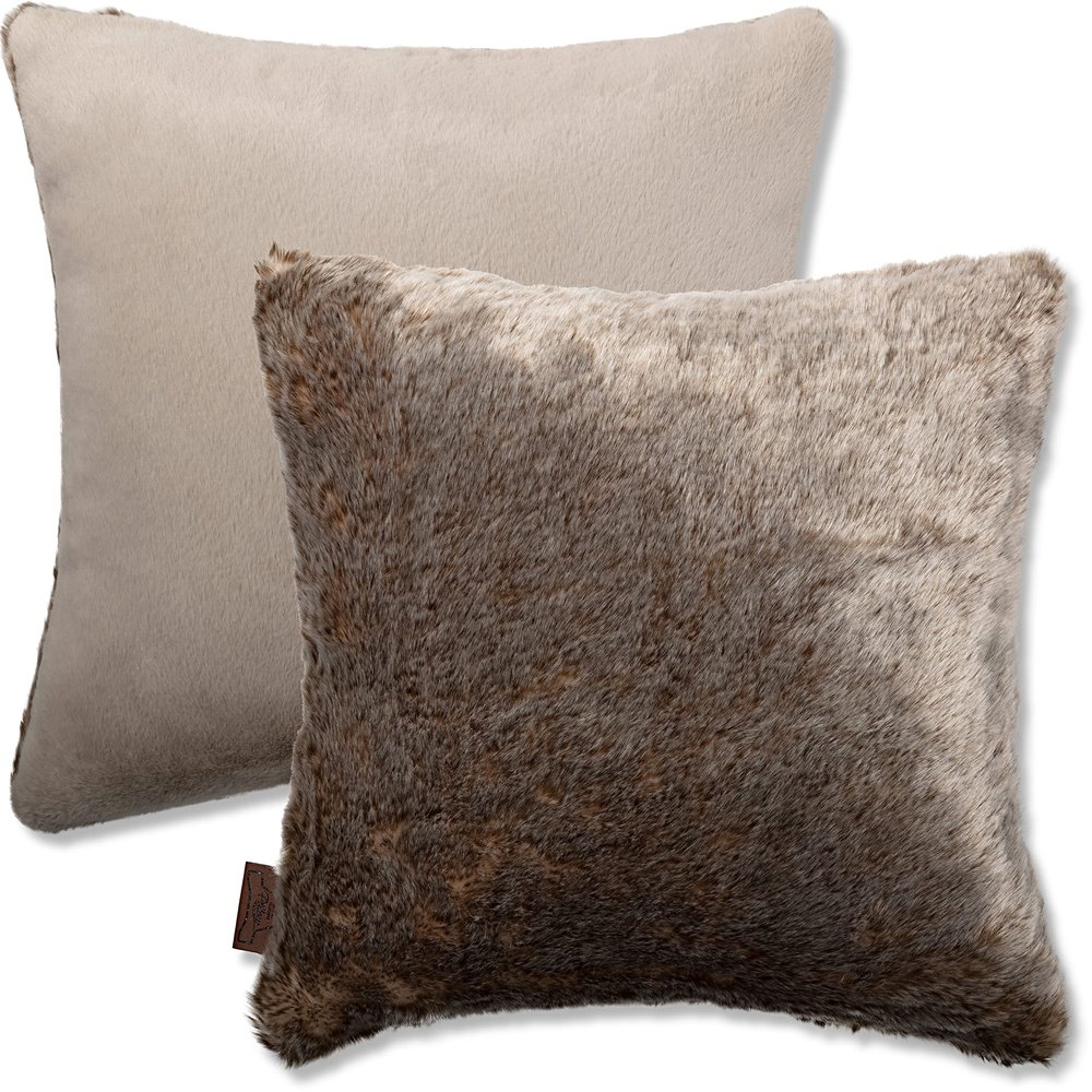 18 X 18 Throw Pillow Microbead Fill, Square Couch Pillow Ultra Rare Chinchillas - Fabulous Faux Fur Case & Shell, 1 PCS, 2-Tone Decorative Luxury Style - Sofa, Bedroom, Adjustable Fill Zipper