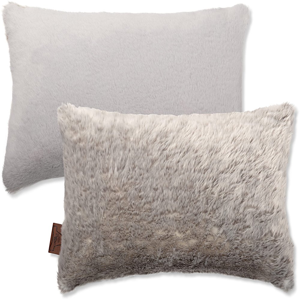 12 X 20 Throw Pillow Microbead Fill Rectangle Couch Pillow Limited Grey Arctic Wolf Fur Pillowcase 1 PCS, 2-Tone Fabulous Faux Fur Decorative Luxury Style for Sofa, Bedroom, Adjustable Fill Zipper