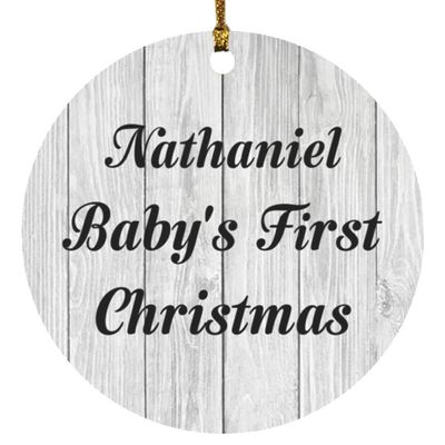 Designsify Christmas Tree Decoration, Nathaniel Baby's First Christmas, Circle Ornament F, Gifts for Birthday Anniversary Valentines Mom Mothers Fathers Day Party, to Men Women Him Her Friend