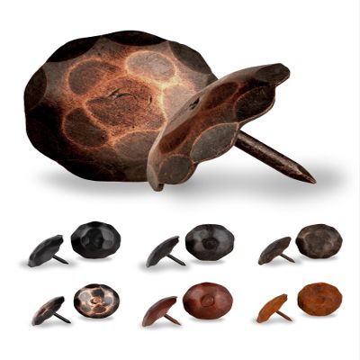 25 Pack 1.25" Round Head Iron Clavos Decorative Nails  Oil Rubbed Bronze  Handmade Rustic Round Fasteners for Farmhouse Shutters, Faux Wood, Barn Doors, Shutters, Gates  Ornamental Wood Accent