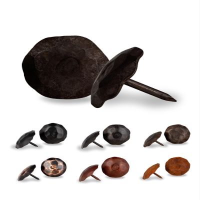 50 Pack 1" Small Round Head Iron Clavos Decorative Nails Unfinished Handmade Rustic Round Fasteners for Farmhouse Shutter, Faux Wood Beams, Barn Door, Shutters, and Gates Ornamental Wood Accent