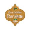 Custom"Your Name" Christmas Stocking Name Tag 4" W x 3.7" T Embroidered Patch Iron-On or Sew-On/Gold and White Personalized Applique - Festive Font - Vest Clothing - Merry Christmas, Ornament, Bell view 1