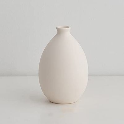 Home Decor Vase Simple Decorative Ceramic Vase Office Desktop Decoration White Vase Home Living Room Flower Arrangement Vase (White-Height 13cm)