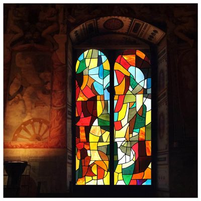 HYHMJ Retro Glass Sticker with Back Glue Auditorium Church Window Sticker Self Adhesive Opaque Privacy Decoration Light Blocking Window Cover,A,120 * 200cm
