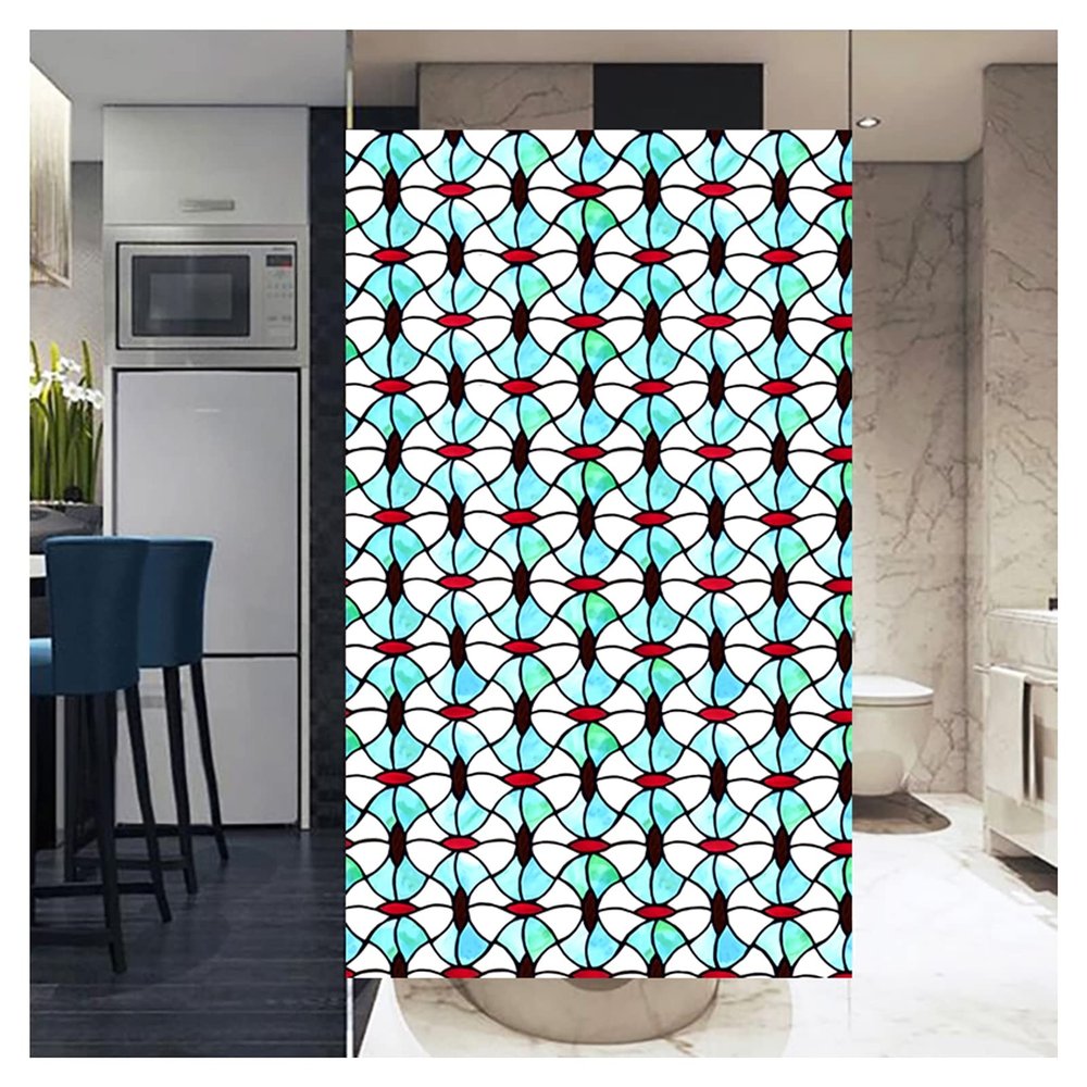 HYHMJ Glass Sticker Retro Church Stained Self Adhesive Window Film Opaque Privacy Decoration Glass Covering for Window Tint UV Blocking Film,B,120 * 200cm