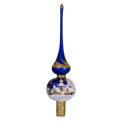 Czech Christmas Town Blue Glass Christmas Tree Topper