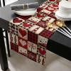 Valentines Day Truck Burlap-Cotton Table Runner 90 Inches Long, Gnomes Plaid Red Rustic Farmhouse Table Runners, Outdoor Dining Love Heart Holiday Tablerunner Spring Tablecloths Decor for Wedding view 2