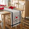 Valentines Day Burlap-Cotton Table Runner 72 Inches Long, Love Words Red Heart Black Lines Farmhouse Table Runners, Outdoor Dining Holiday White Tablerunner Spring Tablecloths Decor for Party/Wedding view 4