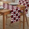 Valentines Day Burlap-Cotton Table Runner 120 Inches Long, Love Hearts Red Black Buffalo Plaid Farmhouse Table Runners, Outdoor Dining Red White Tablerunner Holiday Spring Tablecloths for Wedding view 2