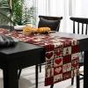 Valentines Day Truck Burlap-Cotton Table Runner 70 Inches Long, Gnomes Plaid Red Rustic Farmhouse Table Runners, Outdoor Dining Love Heart Holiday Tablerunner Spring Tablecloths Decor for Wedding view 3