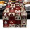 Christmas Plaid Burlap-Cotton Table Runner 120 Inches Long, Red Snowflake Snowman Xmas Tree Farmhouse Table Runners, Outdoor Dining Buffalo Plaid Holiday Tablerunner Spring Tablecloths for Wedding view 1