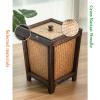 DRSFF Retro Waste Paper Basket Bathroom Garbage Bin Living Room 12 L Wooden Rattan Trash Can Home Hotel Durable Storage Bucket with Lid Rubbish Container view 4