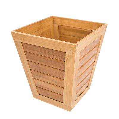 DRSFF Large Bamboo Trash Can Household Hotel Creative Garbage Bin Bedroom Living Room Solid Wood Waste Paper Basket Simple Uncovered Thickened Container Bin (Color : A)