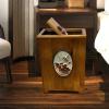 DRSFF Large Size Garbage Bin Creative Chinese Trash Can with Lid Home Living Room Solid Wood Storage Bucket Office Bedroom Kitchen Waste Paper Basket Rubbish Container (Color : A) view 1