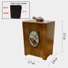 DRSFF Large Size Garbage Bin Creative Chinese Trash Can with Lid Home Living Room Solid Wood Storage Bucket Office Bedroom Kitchen Waste Paper Basket Rubbish Container (Color : A) view 2