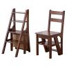 LHYZF Wooden Folding 4 Step Ladder Chair, Multifunction Stepladder and Dinner Chairs Combination for Kitchen/Office/Library -150kg view 1