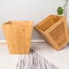 DRSFF Creative Uncovered Trash Can Solid Wood Garbage Bin Waste Paper Basket Household Simple Bedroom Living Room Thickened Container Bin Storage Bucket (Color : A) view 3