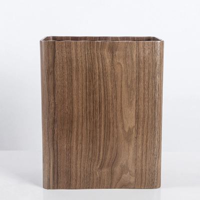 DRSFF Simple Garbage Bin Bedroom Narrow Trash Can Walnut Wood Rubbish Container Home Office Waste Paper Basket Living Room Bathroom Storage Bucket Uncovered (Size : 261632CM), 26 x 16 x 32CM