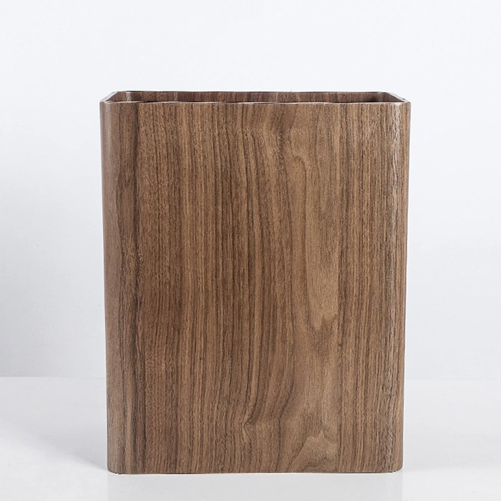 DRSFF Simple Garbage Bin Bedroom Narrow Trash Can Walnut Wood Rubbish Container Home Office Waste Paper Basket Living Room Bathroom Storage Bucket Uncovered (Size : 261632CM), 26 x 16 x 32CM