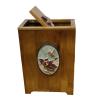 DRSFF Creative Trash Can Solid Wood Large Size Garbage Bin Home Living Room Chinese with Lid Storage Bucket Office Bedroom Kitchen Dining Waste Paper Basket Basket (Color : A) view 1