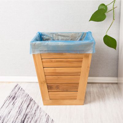 DRSFF Creative Trash Can Solid Wood Garbage Bin Household Simple Uncovered Waste Paper Basket Bedroom Living Room Thickened Container Bin Bamboo Storage Bucket (Color : A)