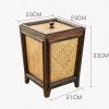 DRSFF Retro Wooden Rattan Bathroom Waste Paper Basket Living Room Bedroom Garbage Bin Durable Trash Can Home Hotel Storage Bucket - Special-Shaped with Lid view 2