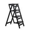 4 Steps Ladder Chair Wooden Step Stool, Portable Stair Chair Folding Home Library Climb Ladder Stepladder Multifunction Steps Bookshelf Display Shelves view 1