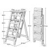 4 Steps Ladder Chair Wooden Step Stool, Portable Stair Chair Folding Home Library Climb Ladder Stepladder Multifunction Steps Bookshelf Display Shelves view 2