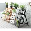 4 Steps Ladder Chair Wooden Step Stool, Portable Stair Chair Folding Home Library Climb Ladder Stepladder Multifunction Steps Bookshelf Display Shelves view 3