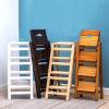 4 Steps Ladder Chair Wooden Step Stool, Portable Stair Chair Folding Home Library Climb Ladder Stepladder Multifunction Steps Bookshelf Display Shelves view 4