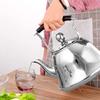 2 Quart Stainless Steel Tea Kettle for Stove Top,Whistling Tea Kettle with Heat-Resistant Ergonomic Handle (Color : Silver, Size : 2L) view 2
